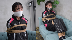 Cute Japanese CD Nanami Bound and Gagged in Windbreaker Part1